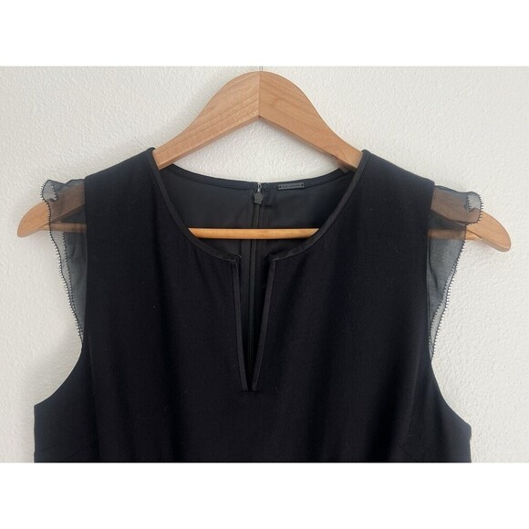 Elie Tahari Sheath Sleek Dress Wool Blend Sheer Ruffle Cap Sleeves Corpcore SZ 4 - Picture 2 of 10